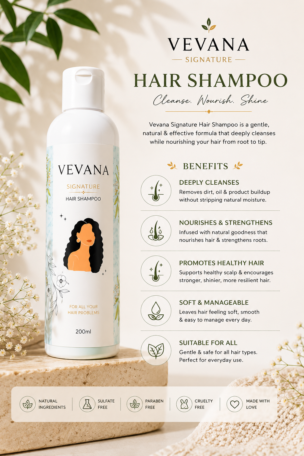 VEVANA Organic Herbal Shampoo
